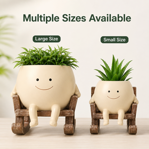 Pot <span class=keywords><strong>de</strong></span> fleurs en résine visage souriant, jolie jardinière chaise à bascule, support créatif pour plantes succulentes, cadeau unique - Product Image 3