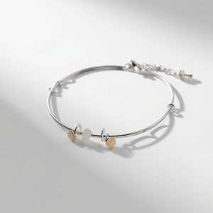 Minimal Floating Yellow <b>Gold</b> 18K Solid <b>Gold</b> Luxury Bangle <b>Bracelet</b> Adjustable Chain Natural Soft Color <b>Bead</b> GIA Certified Modern - Product Image 5