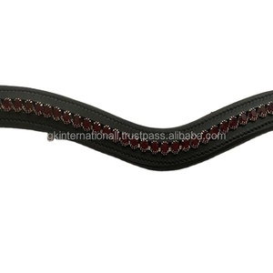 Diadema de Cuero 100% Natural Hecha en India para Caballo, con Forma Ondulada y Cristales Decorativos, de Calidad Ecuestre, G.K. INTERNATIONAL GKBB - Product Image 2