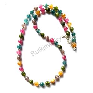 สร้อยคอทัวร์มาลีนธรรมชาติลูกปัดกลมเรียบขนาด6มม. เครื่องประดับอัญมณีหลากสีทำด้วยมือสร้อยคอลูกปัดของขวัญสำหรับเธอ - Product Image 3