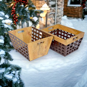 Set of 2 Wooden Metal Storage Baskets with Felt Material Multipurpose for Home Kitchen Bathroom Food Storage basket - Product Image 6