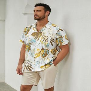 Chemises à manches courtes respirantes à séchage rapide imprimées pour hommes, en popeline de coupe classique avec boutons - Product Image 2