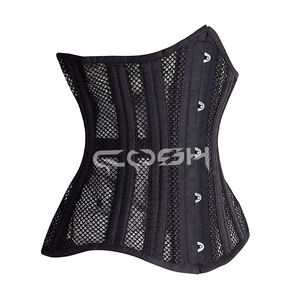 Corsé negro ligero de malla para entrenamiento de cintura con varillas de acero - Product Image 4