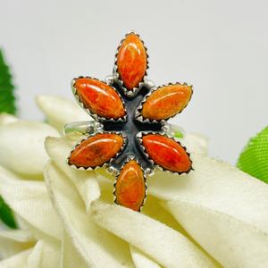 Anillo naranja turquesa Anillo de Plata de Ley 925 Anillo hecho a mano Anillo de moda Anillo de flor hermosa Anillo de diseñador Anillo Vintage - Product Image 5