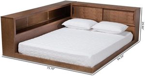 Walnut-Finished Queen Size Platform Storage <b>Bed</b> Comfortable Traditional Style Solid Wood <b>Wooden</b> <b>Bed</b> - Product Image 4