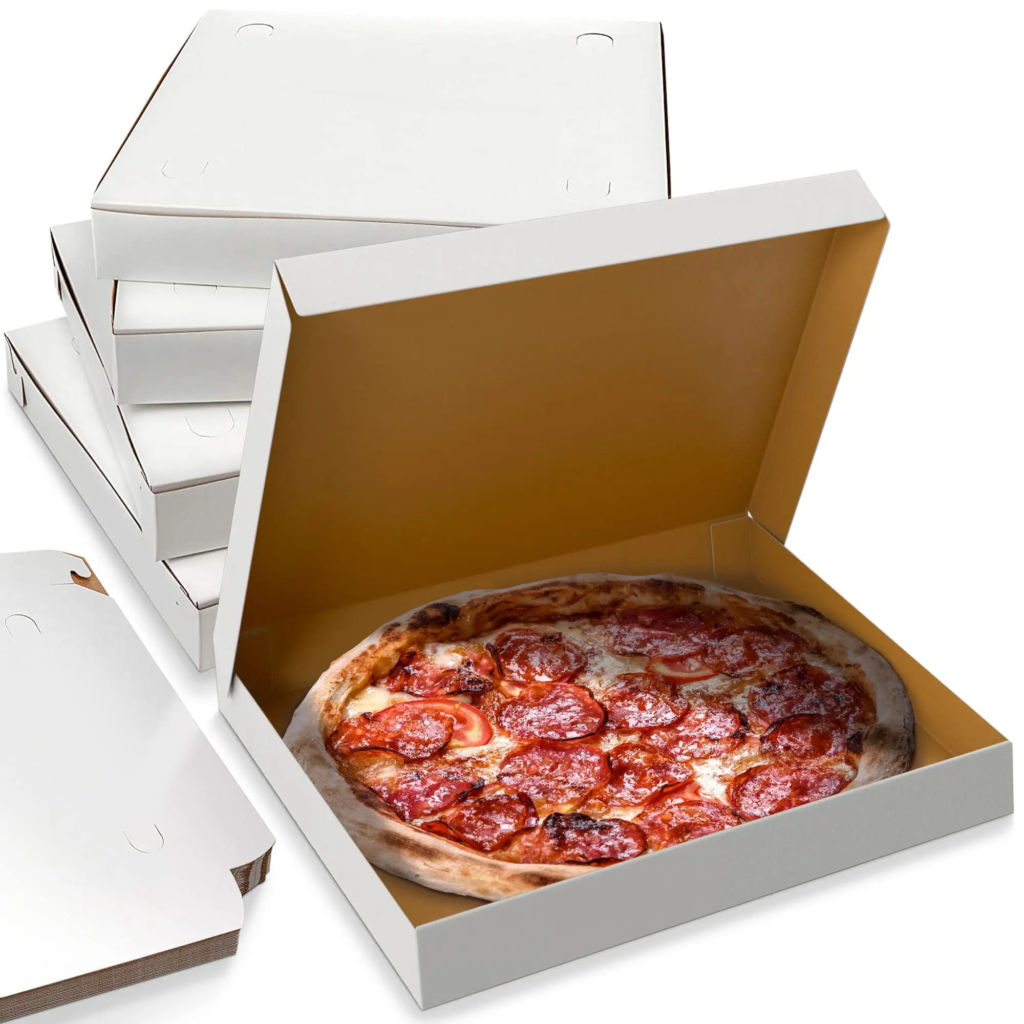 Free Sample / Custom Logo Paper Boxes Pizza Packaging Personalised Print Corrugated Board White Clay Coated Pizza Box