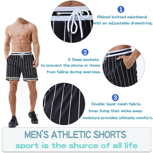 Short de sport 2 en 1 pour homme avec vêtements de sport en polyester à séchage rapide Nouveau design-Poche pour téléphone et serviette à suspendre Caractéristiques à séchage rapide - Product Image 5