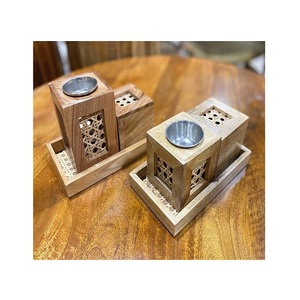 Ensemble de 2 brûleurs à bakhoor en bois, taille et forme personnalisées, brûleur à oud mabkhar avec plateau pour les événements et les fêtes - Product Image 1