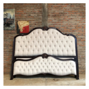 Cama de madera de caoba ecológica de gran venta con cabecero grueso y botones capitoné, muebles de dormitorio - Product Image 4