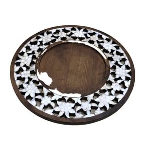 Fabulous Design Chocolates Dates Plate In Wooden And <b>Mother</b> Of Pearl Work Serving Plate At Affordable Prices - Product Image 2