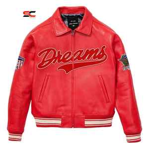 Elegante chaqueta de invierno para hombre de cuero genuino impermeable del fabricante bordado personalizado Chenille Patch Varsity Letterman Style - Product Image 5