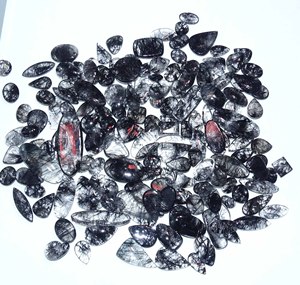 Quartz rutilé naturel Cabochon lisse taille libre bon prix Quartz rutilé naturel pierre précieuse Cabochon de Quartz rutilé noir - Product Image 3
