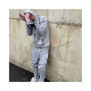 Ensemble de survêtement d'hiver unisexe 100% coton écologique, respirant, uni, veste et pantalon, jogging sportif, streetwear à capuche - Product Image 2
