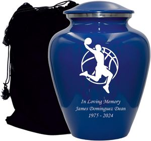 Urna de cremación de jugador de baloncesto, urna funeraria personalizada para adultos humanos para amantes del baloncesto, urna personalizada, tamaño personalizado azul - Product Image 6