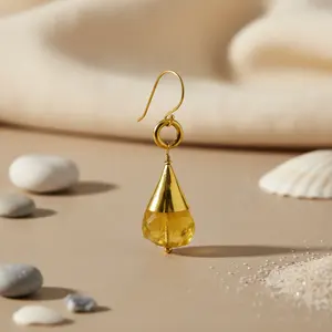 gold plating Teardrop <b>Earrings</b> with <b>Citrine</b> Stone Dangle <b>Earrings</b> for Women - Product Image 1