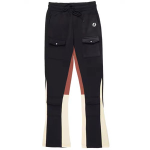 Jogging vintage à jambe évasée, style sportif streetwear, en toile anti-froissement, séchage rapide, taille élastique, poche avant, emballage personnalisé - Product Image 1