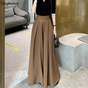 Pantalones Casuales para Mujer, Cintura Alta Elástica, Transpirables, Nuevo Estilo de Verano, Color Marrón, Holgados, Rectos - Product Image 3