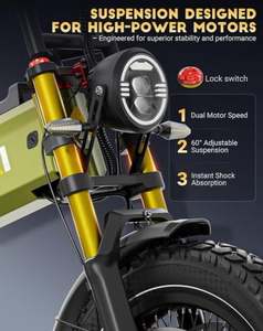 Nueva bicicleta eléctrica de doble motor de 5600W, bicicleta eléctrica 2025 A8 PRO MAX, bicicleta eléctrica de 45MPH 60V 70/80Ah para adultos - Product Image 6