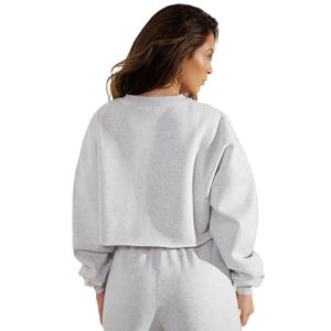 Sweat-shirt court d'hiver pour femme, doux, 100 % coton, écologique, coupe-vent, coupe ample, manches longues, décontracté, avec logo imprimé - Product Image 6