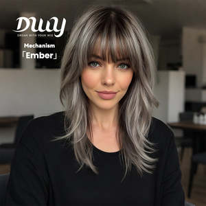 Peluca Ember-DWY MiraScalp de 18 Pulgadas, Larga, Lisa, Gris/Negro con Encaje Transparente - Product Image 6
