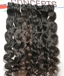 Venta al por mayor 100% extensiones de cabello humano natural sin procesar indio templo Bodywave largo color negro recto estilo de onda profunda - Product Image 4