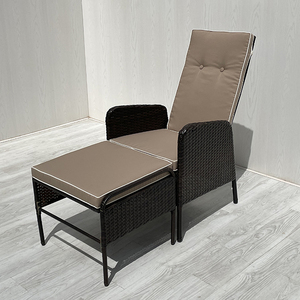 Chaise longue inclinable réglable en rotin de haute qualité pour l'extérieur, avec coussin, pour meubles de jardin, patio, design contemporain - Product Image 2