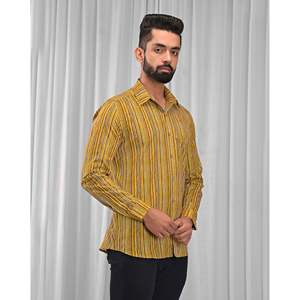 Chemise pour homme, 100% coton, imprimée avec des motifs floraux à pois, décontractée, manches longues, options de tissu popeline Oxford, fabrication ODM/OEM - Product Image 4