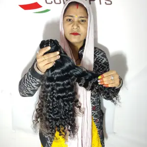 Remy India grosir murni alami bersinar warna keriting keriting ikal belum diproses candi rambut manusia ekstensi