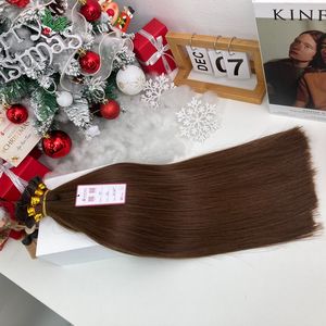 Qualité de luxe 2Q Remy Extensions de cheveux 100% kératine I pointe brun cendré 20 pouces droite 100% Remi Top - Product Image 2