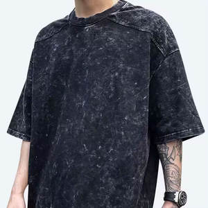 Hombres 100% algodón diseño de logotipo personalizado en blanco lavado al ácido camisetas de alta calidad de gran tamaño hombro caído camiseta para hombres - Product Image 4