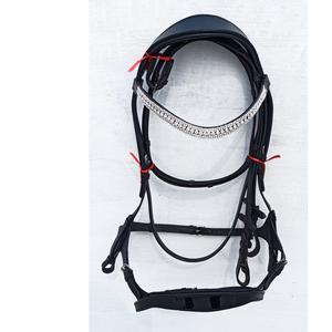 Bride d'exposition en cuir anatomique diamante pour chevaux confort entièrement rembourré avec rêne antidérapante - Product Image 1