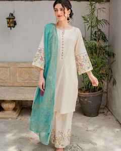New <b>Designer</b> Luxury 100% <b>Cotton</b> <b>Lace</b> Embroidery Work <b>Salwar</b> <b>Kameez</b> Suit Casual Indian Pakistani Dress - Product Image 3