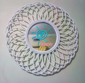 Antiguo marco rústico de ratán espejo hecho a mano colgante de pared decoración del hogar para espacio interior venta al por mayor decoración del espacio al aire libre - Product Image 4