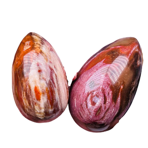 Œuf en cristal de pierre fossile de bois, œuf en marbre onyx, œuf en onyx artisanal vintage fossile - Product Image 4