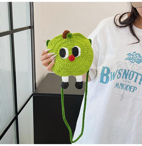 Nouveau sac à bandoulière portable en coton tissé au crochet, motif pomme, petit et mignon, pour femme et enfant, collection transfrontalière, modèle unique - Product Image 6