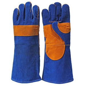 Gants de soudage de haute qualité, très demandés, en cuir de vachette bleu, avec protection renforcée pour la paume et le pouce, résistants à la chaleur. - Product Image 5