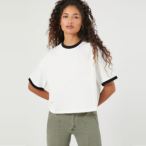 Camisetas de mujer informales transpirables personalizadas holgadas de talla grande ajustadas regulares de Venta caliente lisas a la moda nuevo OEM - Product Image 2