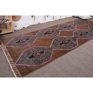 Traditional <b>Brown</b> Gray 4.7 X 12.7ft <b>Wool</b> Vintage Turkish Rug Patchwork Pattern Hallway Rectangle Design for Teen Living Latex - Product Image 2