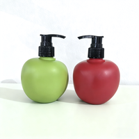 Lege 8oz 250ml aardbei-appelvormige PE plastic pompflacons voor lotion, shampoo, douchegel, aangepaste verpakking