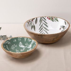 Handcrafted Wooden <b>Enamel</b> <b>Bowl</b> for Serving & Decor | Natural Wood <b>Enamel</b> Coated <b>Bowl</b> for Kitchen Dining Use - Product Image 3