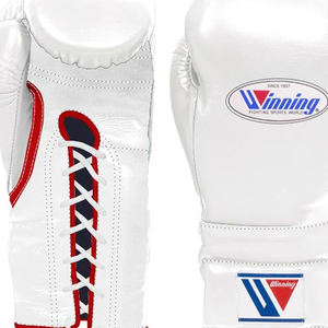 Winning Lace up <b>Boxing</b> <b>Gloves</b> <b>White</b> Red Professional Real Leather Best Seller High Quality Custom Made genuine cowhide leather - Product Image 6