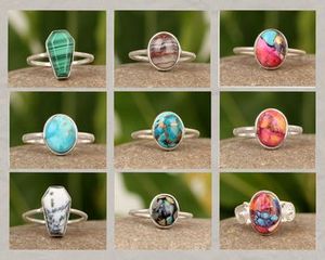 Top Selling 10x14mm Smooth Spiny Oyster <b>Turquoise</b> Gemstone 925 Silver Bezel Pear Statement Wedding Women <b>Ring</b> Native Jewelry - Product Image 5