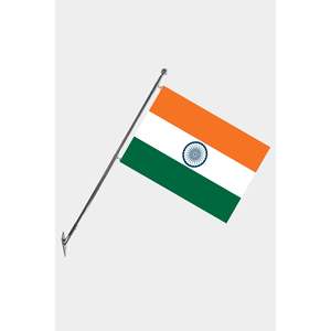 Ensemble de mât de drapeau télescopique Inde avec support mural, graphiques imprimés numériquement en polyester durable - Product Image 1