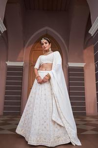 มาใหม่ล่าสุด georgette lucknowi พร้อมเลื่อมทำงานเสื้อเบลาส์อินเดีย lehenga และผู้ส่งออก dupatta - Product Image 3