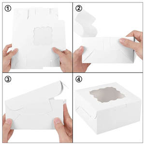 Caja de papel Kraft para pastel con ventana, cajas de embalaje para magdalenas y galletas, suministros para fiestas de cumpleaños y bodas, accesorios para hornear - Product Image 6