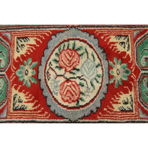 Tapis turc vintage, petit tapis de 2,8x4,1 pieds, tapis en laine rouge, vert, plantes et arbres - Product Image 5