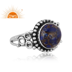 Best Selling Oxidized Sterling Silver Natural Mojave Copper <b>Lapis</b> <b>Lazuli</b> Gemstone Statement <b>Ring</b> Custom Jewelry Manufacturer - Product Image 3