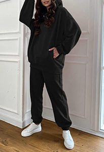 Conjunto Deportivo de Dos Piezas para Mujer, Sudadera con Capucha y Pantalones de Chándal de Felpa, Ropa Deportiva Cálida para Gimnasio, Ropa Deportiva Informal de Moda - Product Image 4