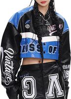 Veste en similicuir pour femmes Y2k VG Veste de course détachable Tenues tendance surdimensionnées