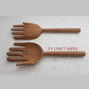 Ensemble de cuillères à salade en bois de mangue avec poignée unique Cuillères de service pour salades Outils de service pratiques - Product Image 4